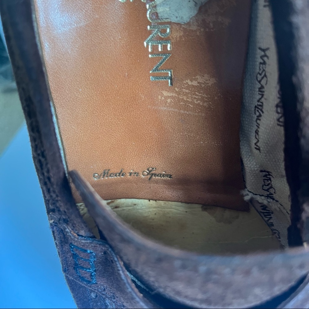 Vintage Yves Saint Laurent Brown Suede Leather Men’s Loafers YSL 9 - Picture 5 of 12